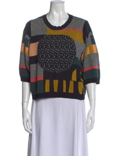 Pre-owned Henrik Vibskov Graphic Print Crew Neck Top In Black