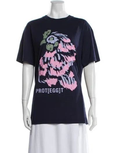 Pre-owned Henrik Vibskov Graphic Print Crew Neck T-shirt In Blue