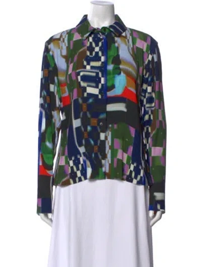 Pre-owned Henrik Vibskov Graphic Print Long Sleeve Top In Blue