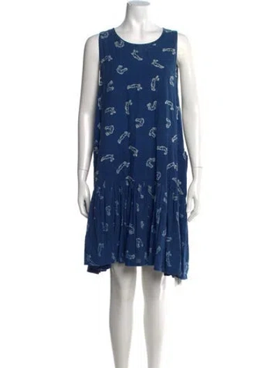 Pre-owned Henrik Vibskov Graphic Print Mini Dress In Blue