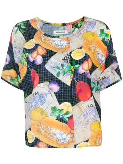 Henrik Vibskov Graphic-print Silk T-shirt In Black