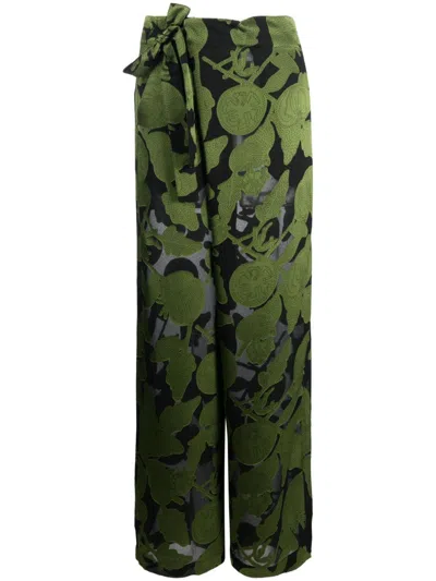 Henrik Vibskov Graphic-print Wrap Trousers In Green