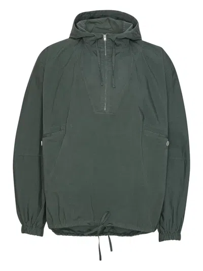 Henrik Vibskov Half-zip Hoodie In Green