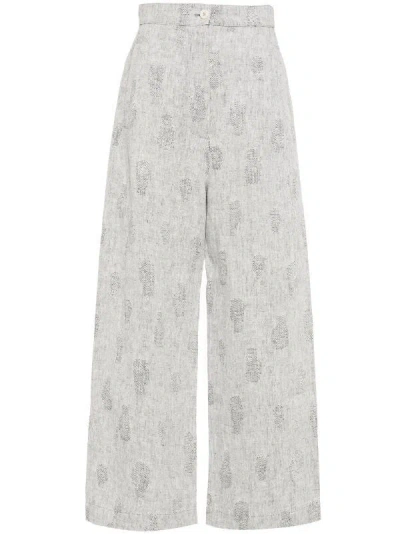 Henrik Vibskov High-waisted Wide-leg Pants With Textured Print