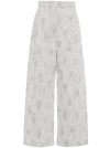 Henrik Vibskov High-waisted Wide-leg Pants With Textured Print In Gray