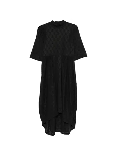 Henrik Vibskov Honeycomb-knit High-low Midi Dress In Black