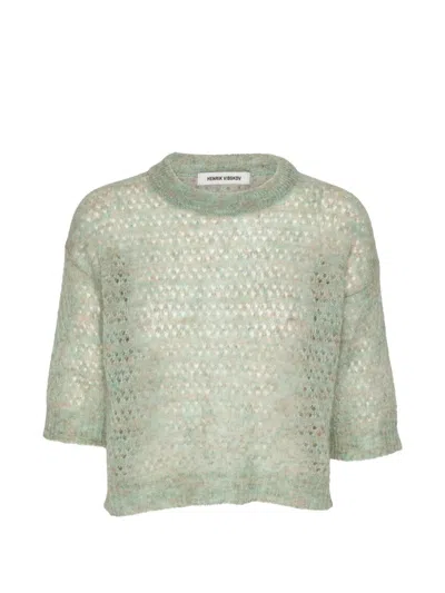Henrik Vibskov Hug Open-knit T-shirt In Green