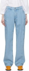 Henrik Vibskov Indigo Engineered D Jeans In Light Indigo Denim