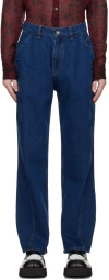 Henrik Vibskov Indigo Engineered Jeans In 789, Dark Indigo Den