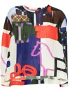 Henrik Vibskov Keyhole Silk Blouse In Playground Collage In Blue