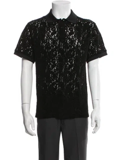 Pre-owned Henrik Vibskov Lace Pattern Collar Polo Shirt In Black