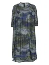 Henrik Vibskov Landscape-print Gathered Midi Dress In Gray