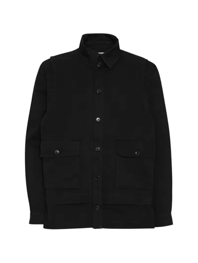Henrik Vibskov Layered-design Flap-pocket Shirt In Black