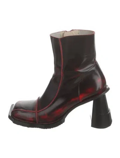 Pre-owned Henrik Vibskov Leather Boots In Burgundy