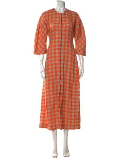 Pre-owned Henrik Vibskov Linen Long Dress In Orange