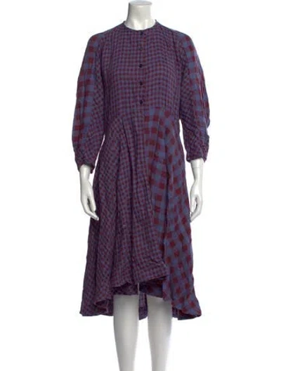 Pre-owned Henrik Vibskov Linen Midi Length Dress In Blue