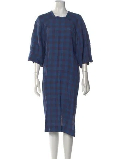 Pre-owned Henrik Vibskov Linen Midi Length Dress In Blue