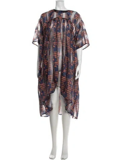 Pre-owned Henrik Vibskov Linen Midi Length Dress In Blue