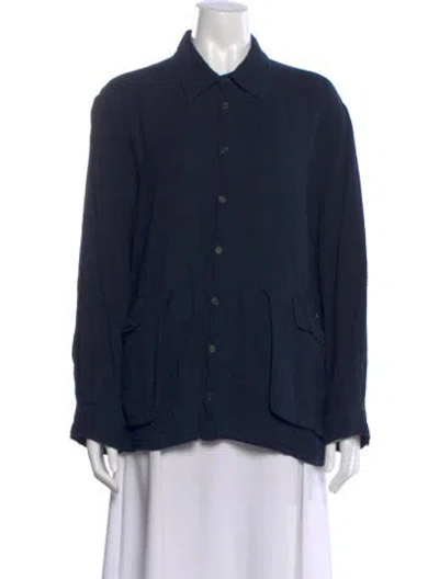 Pre-owned Henrik Vibskov Long Sleeve Button-up Top In Blue