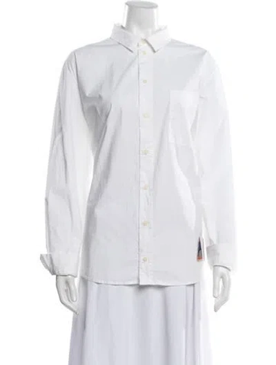 Pre-owned Henrik Vibskov Long Sleeve Button-up Top In White