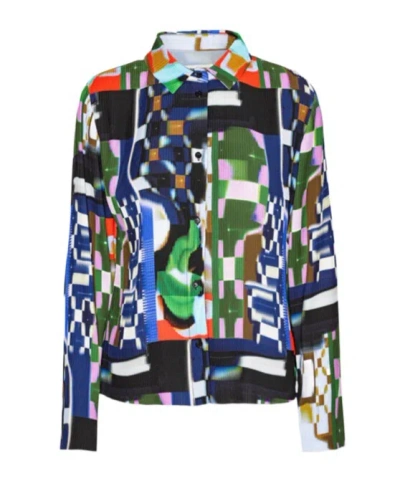 Henrik Vibskov Long Sleeve Printed Shirt In Green