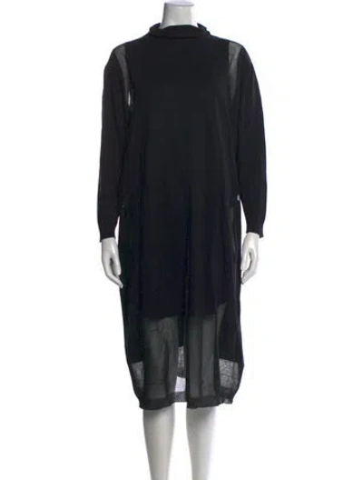 Pre-owned Henrik Vibskov Mock Neck Midi Length Dress In Black