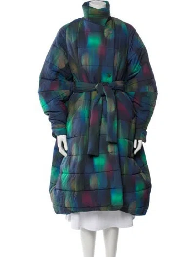 Pre-owned Henrik Vibskov Nylon Plaid Print Coat In Blue