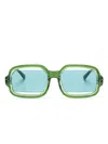 Henrik Vibskov Olga Rectangle-frame Sunglasses In 绿色