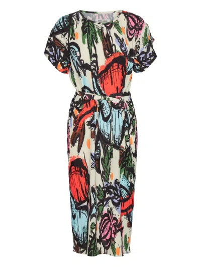 Henrik Vibskov Pina Pleated Tie-waist Midi Dress In Multi