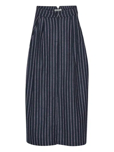 Henrik Vibskov Pinstripe Pleated Skirt In Blue