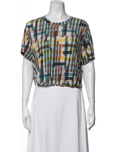 Pre-owned Henrik Vibskov Plaid Print Crew Neck Crop Top In Blue
