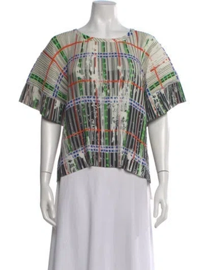 Pre-owned Henrik Vibskov Plaid Print Crew Neck Top In White