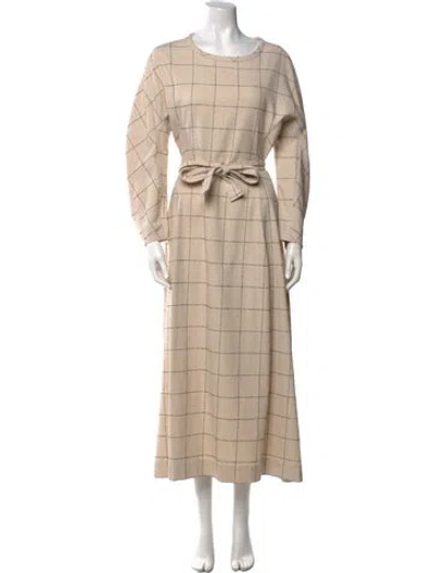 Pre-owned Henrik Vibskov Plaid Print Long Dress In Neutral