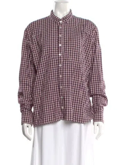 Pre-owned Henrik Vibskov Plaid Print Long Sleeve Button-up Top In Multi