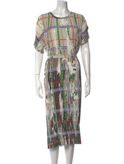 Pre-owned Henrik Vibskov Plaid Print Midi Length Dress In Neutrals
