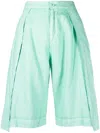 Henrik Vibskov Pleated Knee-length Shorts In Green