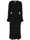 Henrik Vibskov Plissé-effect Tied-waist Midi Dress In Black