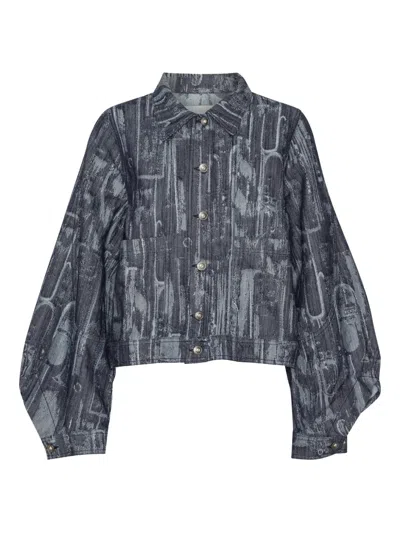 Henrik Vibskov Printed Denim Jacket In Blue
