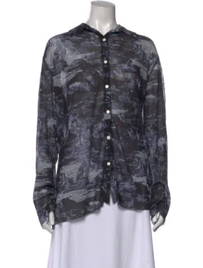 Pre-owned Henrik Vibskov Printed Long Sleeve Top In Blue