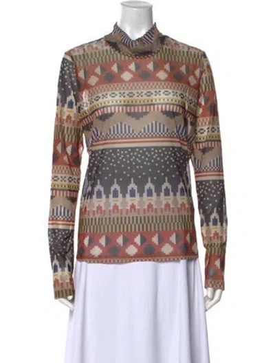 Pre-owned Henrik Vibskov Printed Mock Neck Blouse In Multi