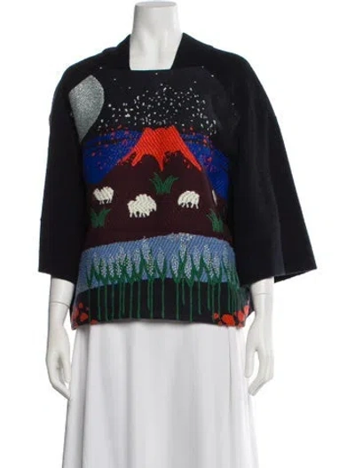 Pre-owned Henrik Vibskov Printed Square Neckline Sweater In Blue
