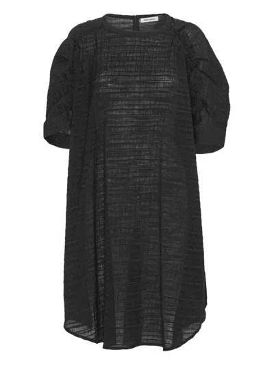 Henrik Vibskov Puff-sleeve Textured Day Dress In Black