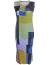 Henrik Vibskov Pull Geometric-print Plissé Dress In Green