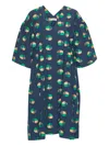 Henrik Vibskov Re-pump Circle-print Puff-sleeve Midi Dress In Blue