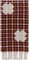 Henrik Vibskov Red Check Scarf In Rust Grid Cross