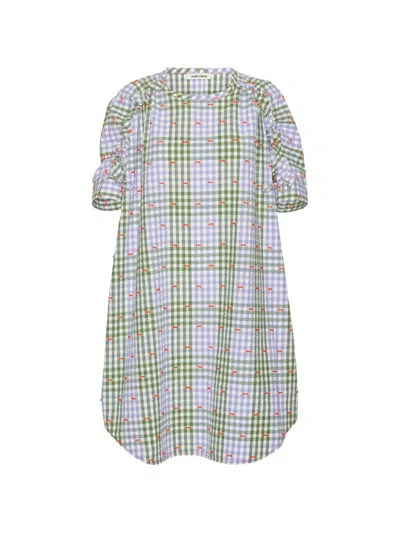 Henrik Vibskov Renew Checked Midi Dress In Blue