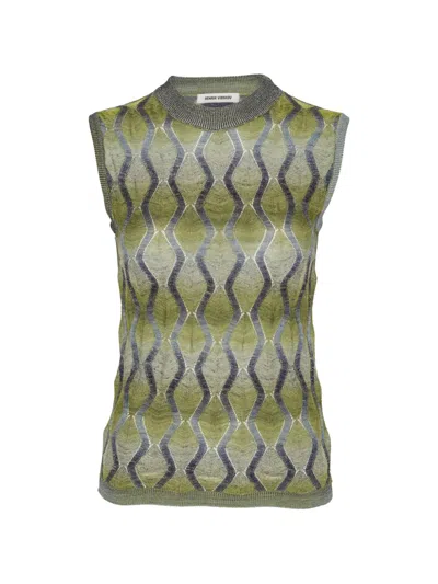 Henrik Vibskov Resonance Zigzag-knit Top In Green