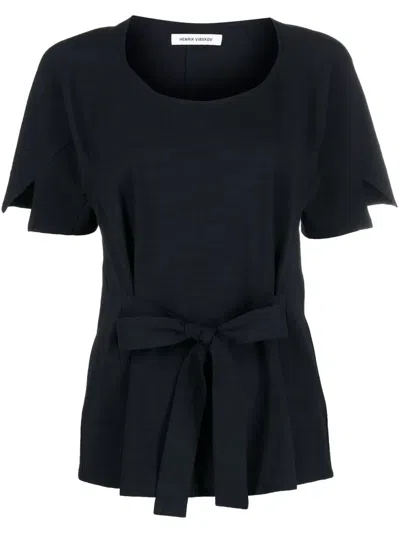Henrik Vibskov Round-neck Short-sleeve Blouse In 798 Dark Blue