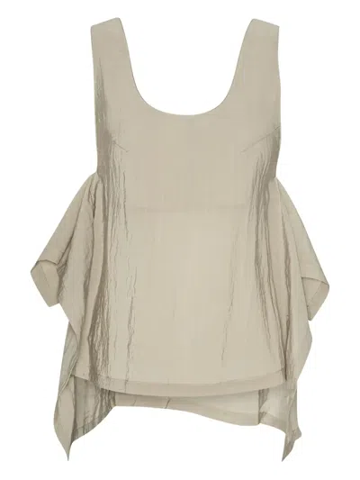 Henrik Vibskov Ruffled Asymmetric Blouse In Gray