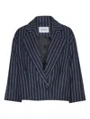 Henrik Vibskov Shady Pinstripe Lapel Jacket In Blue